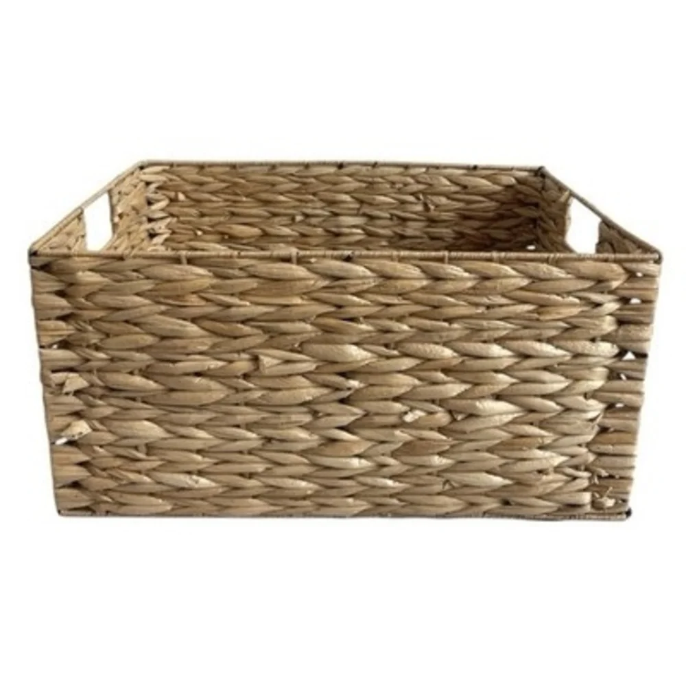 Large Tan Wicker Storage Basket Crate with Handles Home Organizer 15